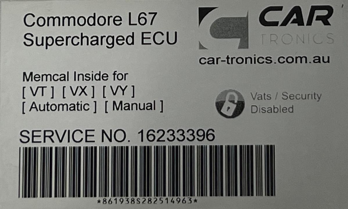 Holden Commodore VX L67 Supercharged Automatic ECU / PCM - Vats Removed 16233396