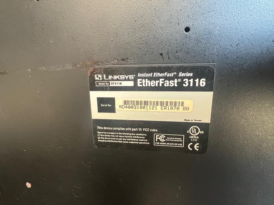 LINKSYS EF3116 ETHERFAST 16-PORT 10/100 ETHERNET SWITCH