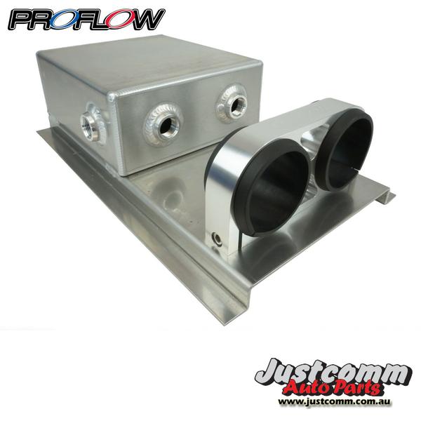 Proflow Dual Pump 2.5ltr Alloy Finish Surge Tank Suits for Bosch 044 Pumps