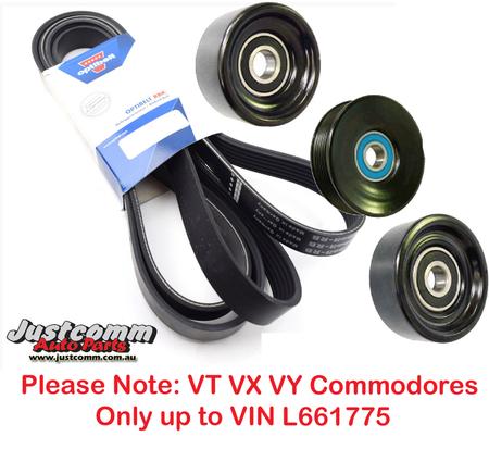 VT VX VY Commodore 3.8 V6 Ecotec Serpentine Drive Belt and Pulley Kit 1997-2004