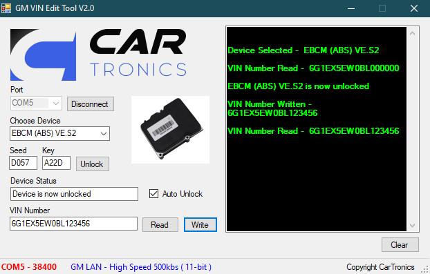 Holden Commodore VE Series 2 Bosch EBCM ABS Module VIN Programming Service GM