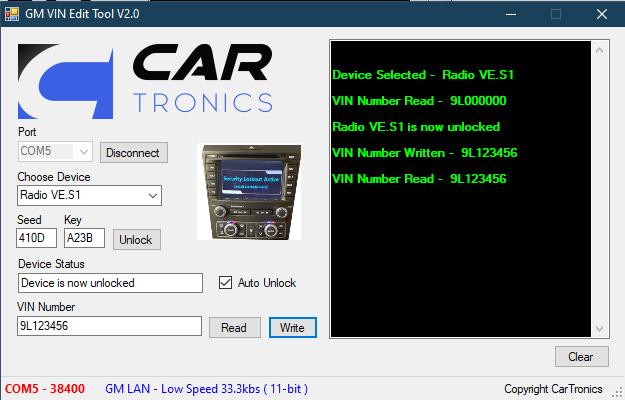 VE Commodore Series 1 Blaupunkt Radio VIN Programming Service - Security Lockout